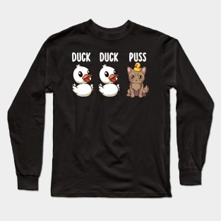 Funny Duck Cat Pun Meme Men Women Kids Funny Duck Long Sleeve T-Shirt
